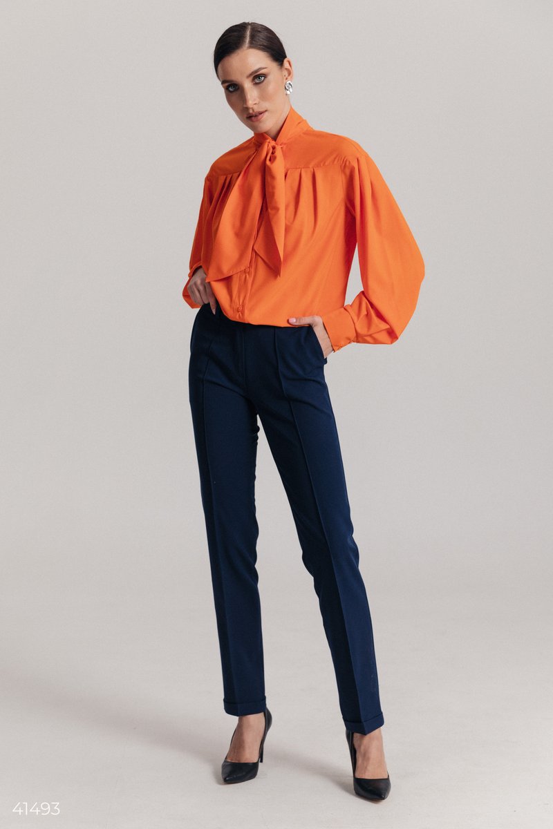 Basic blue mid-rise trousers