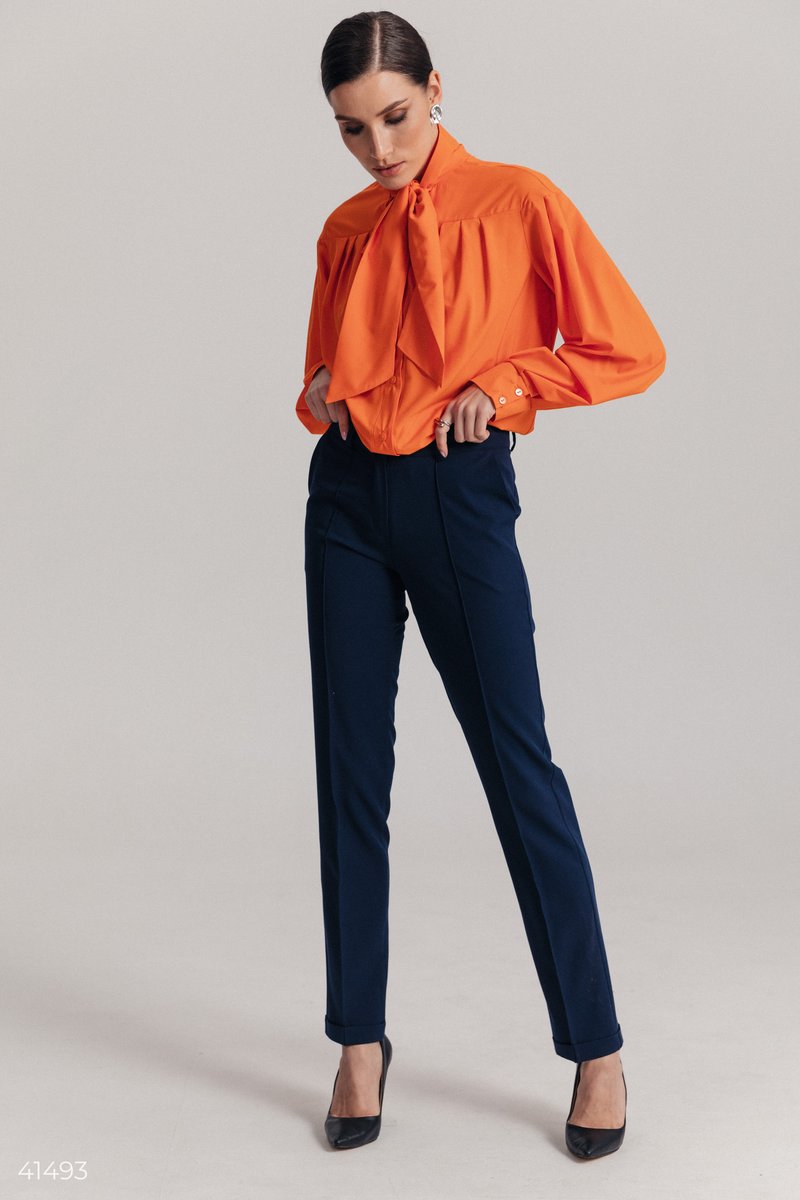 Basic blue mid-rise trousers