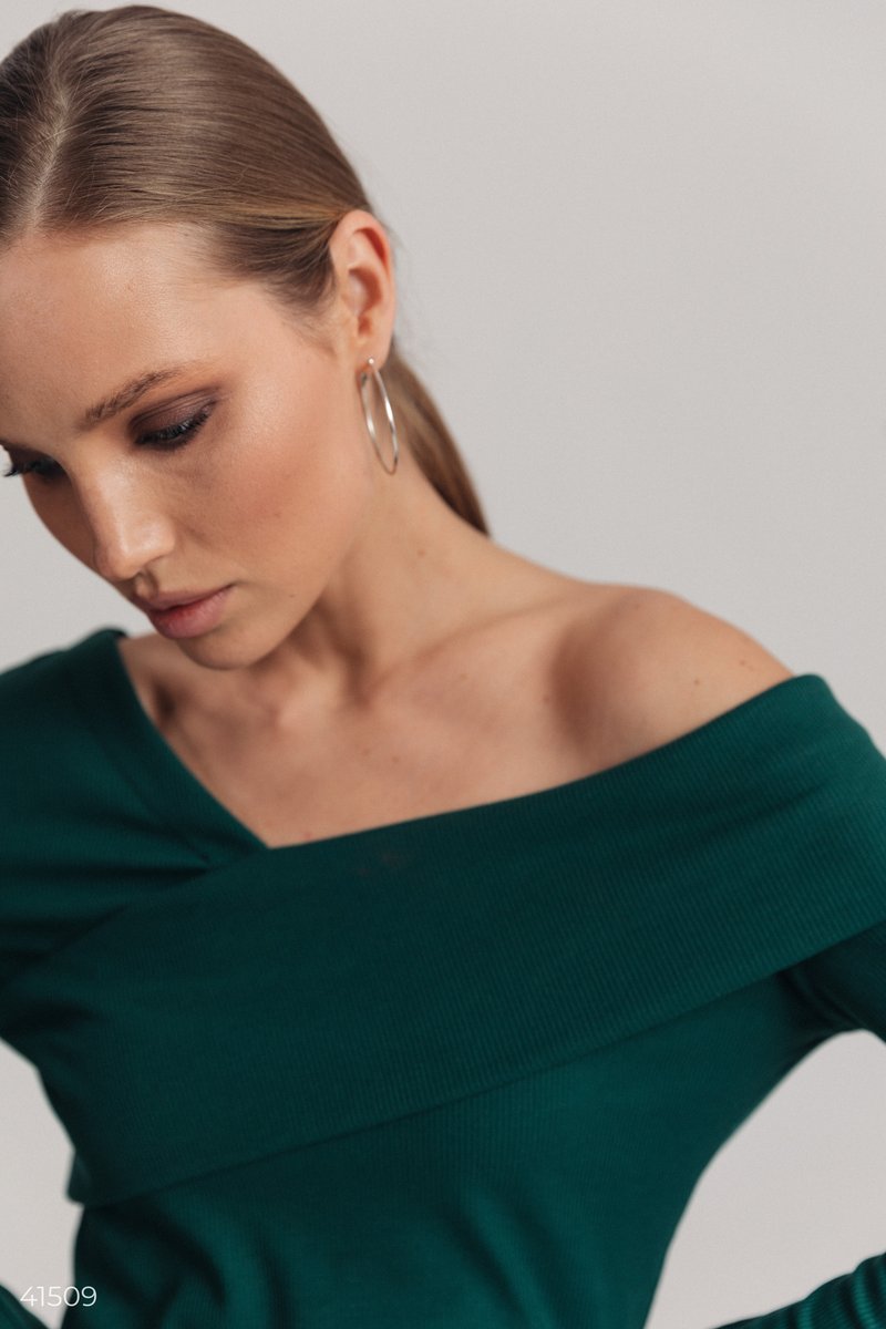 Emerald long sleeve top with off shoulder  