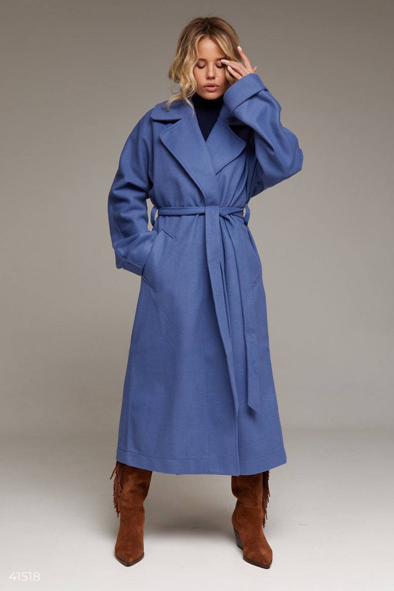 Синє кашемірове пальто