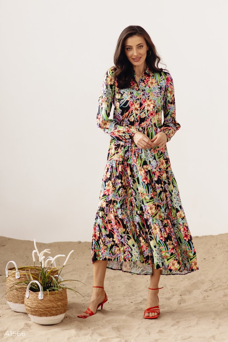 Midi dress in bright floral print