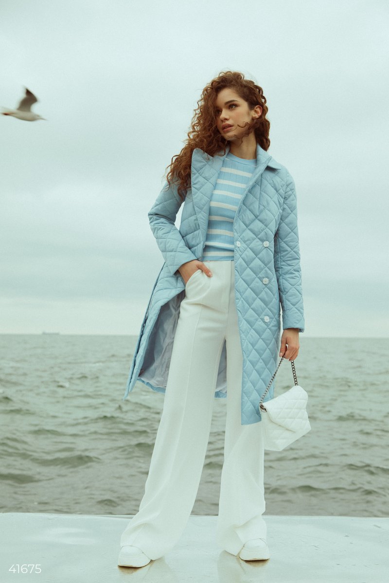 Light blue quilted coat   Blue 41675
