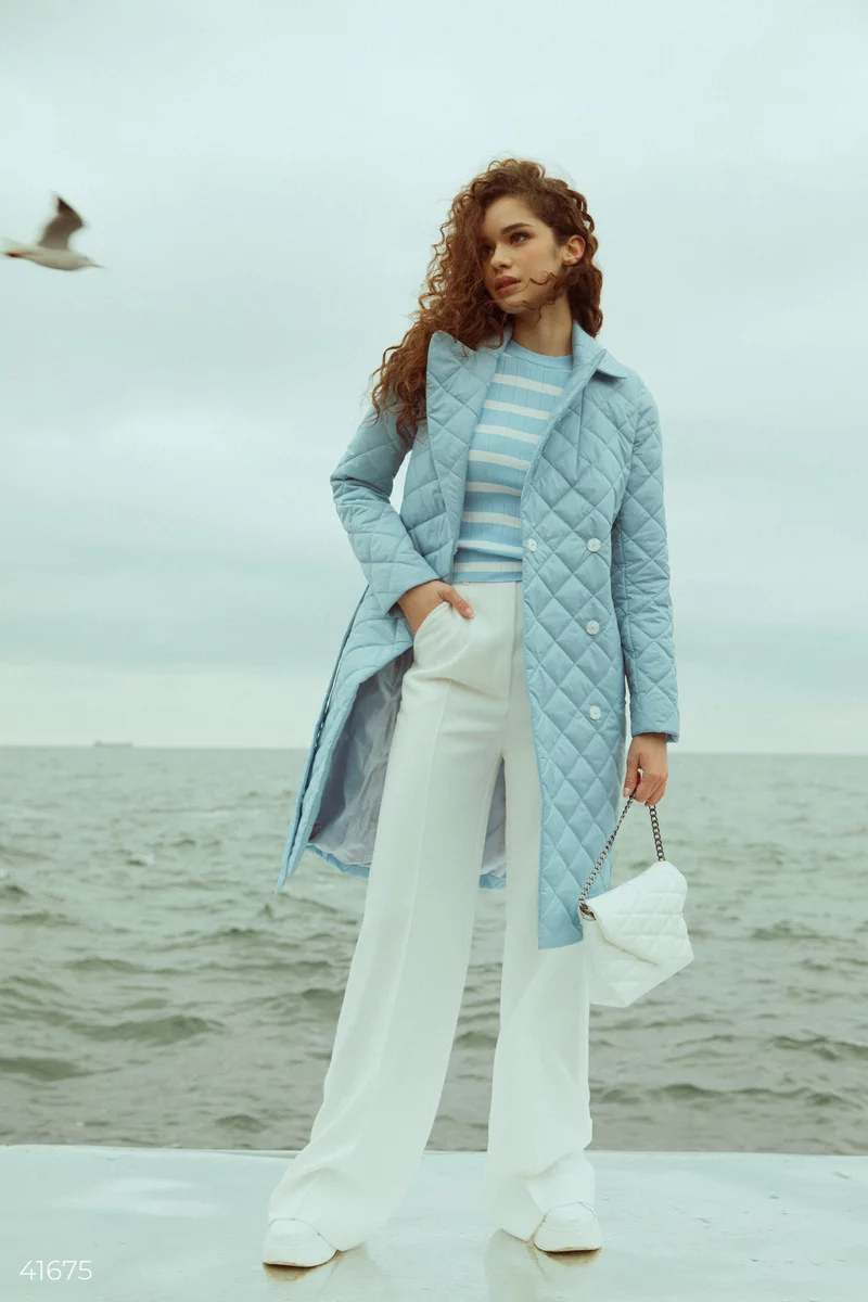 Light blue quilted coat photo 1