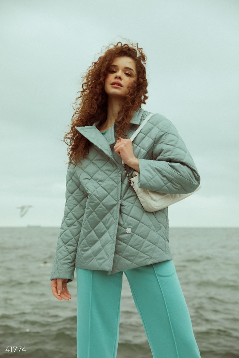 Mint quilted shirt jacket  