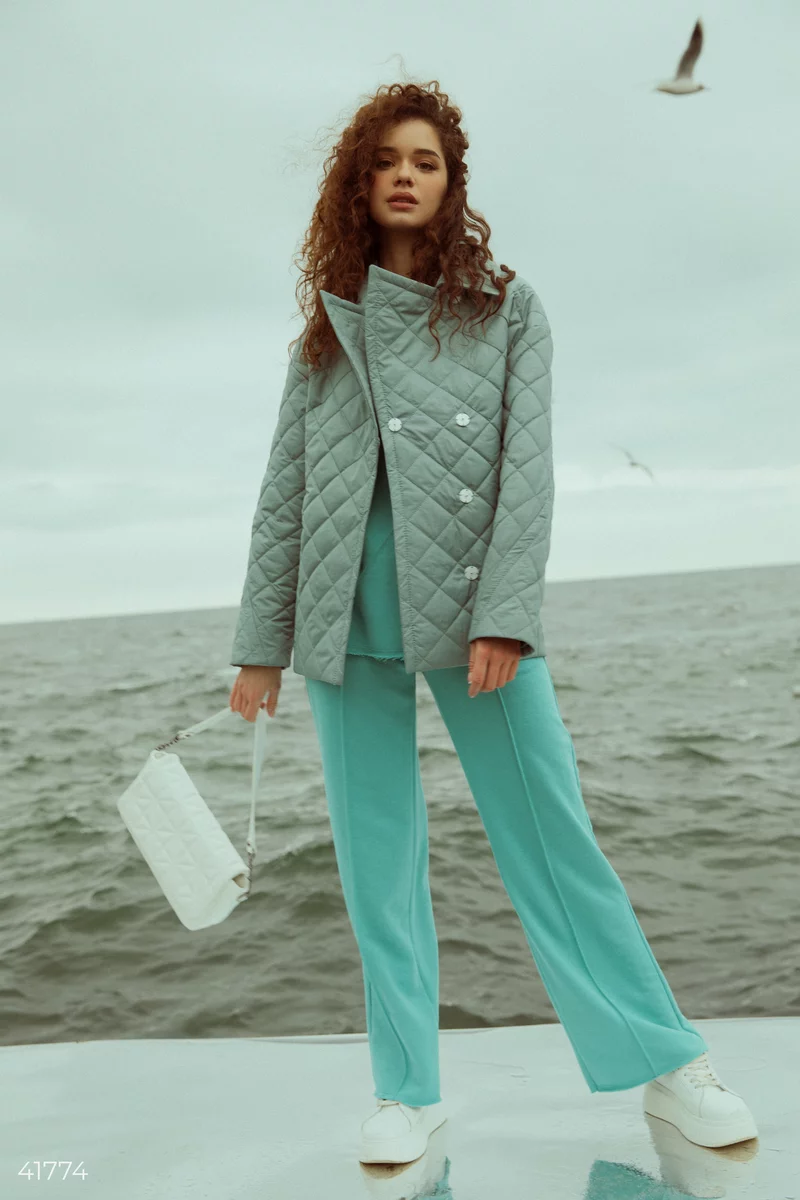 Mint Quilted Shirt Jacket (№ 41774) ♡ Gepur - women clothes