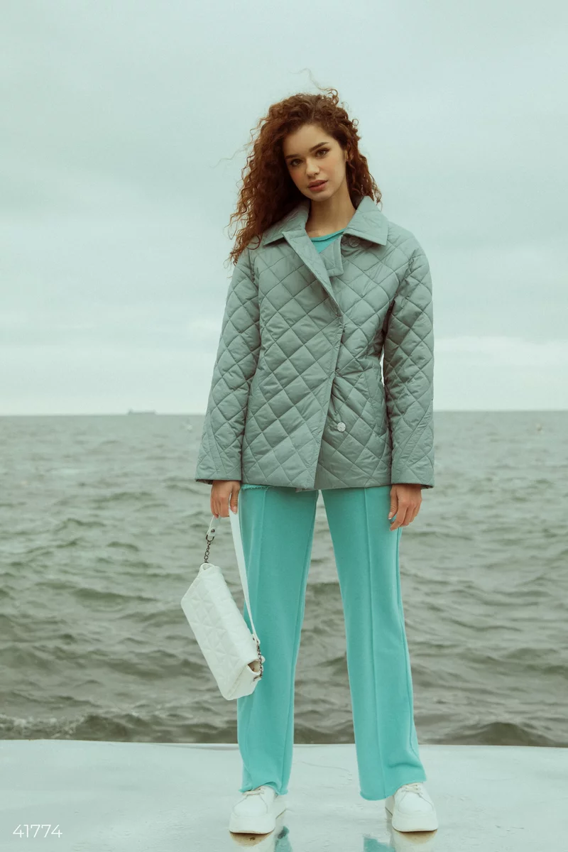 ジャケット・アウター muguet standcollar midi coat (mint) Mint Quilted Shirt Jacket (№ 41774) ♡ Gepur - women clothes