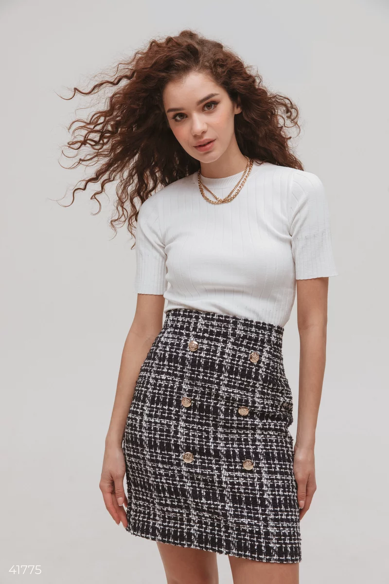 Black tweed mini skirt (№ 41775) ♡ Gepur - women clothes store