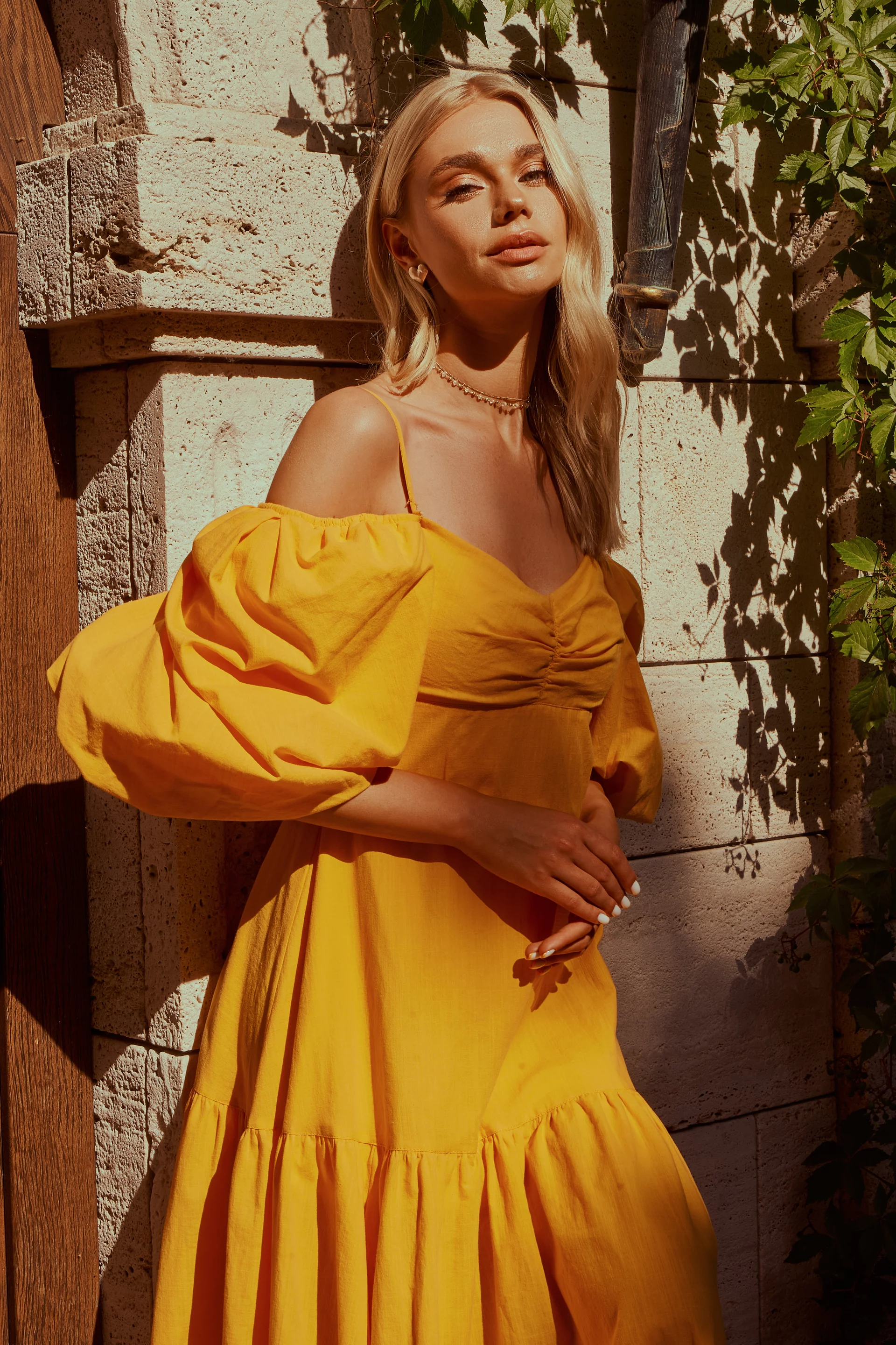 Bright midi dress with puffed sleeves (№ 41780) ♡ Gepur Bright midi dress with puffed sleeves (№ 41780) ♡ Gepur