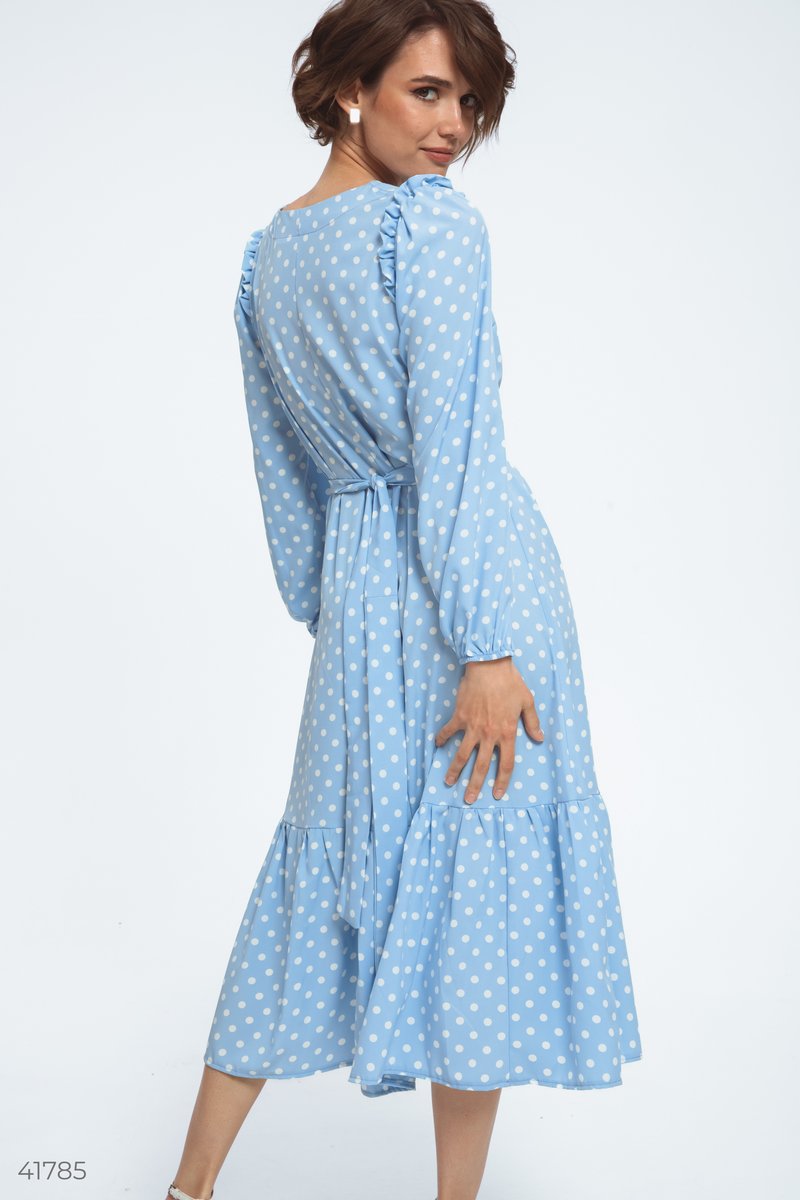 Blue dress with large polka dots