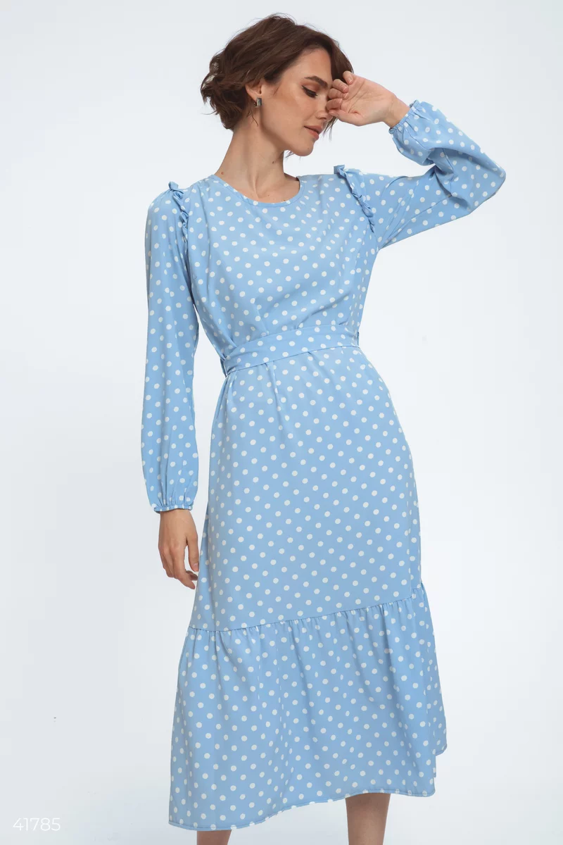 Blue dress with large polka dots photo 1