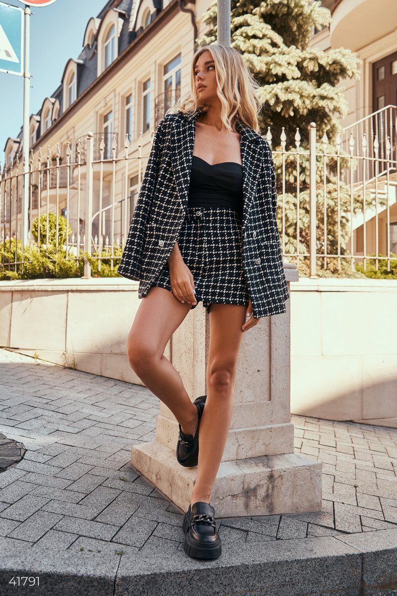 Suit with plaid shorts