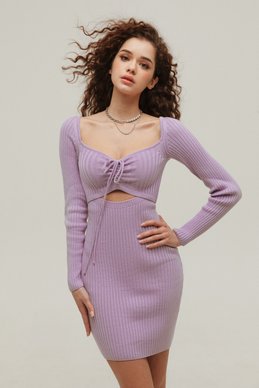 Lavender dress with trendy slit photo 2