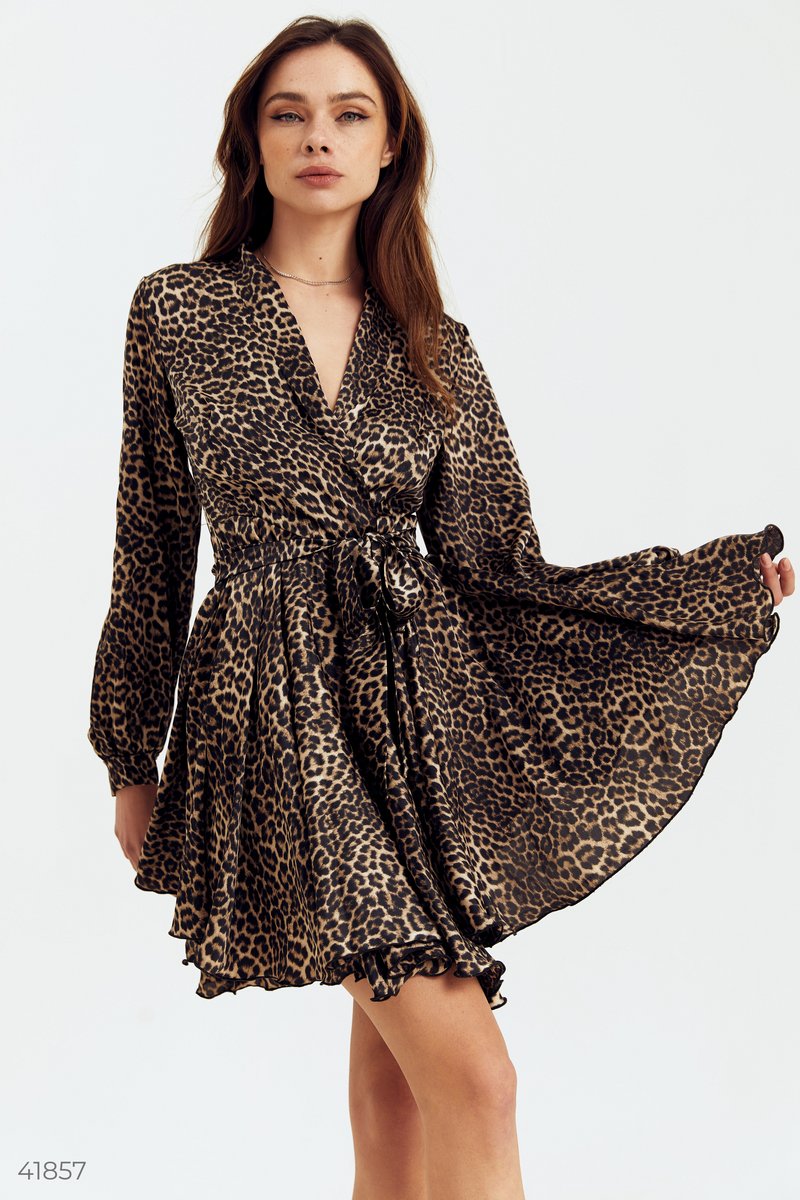 Леопардовое платье из натурального шелка