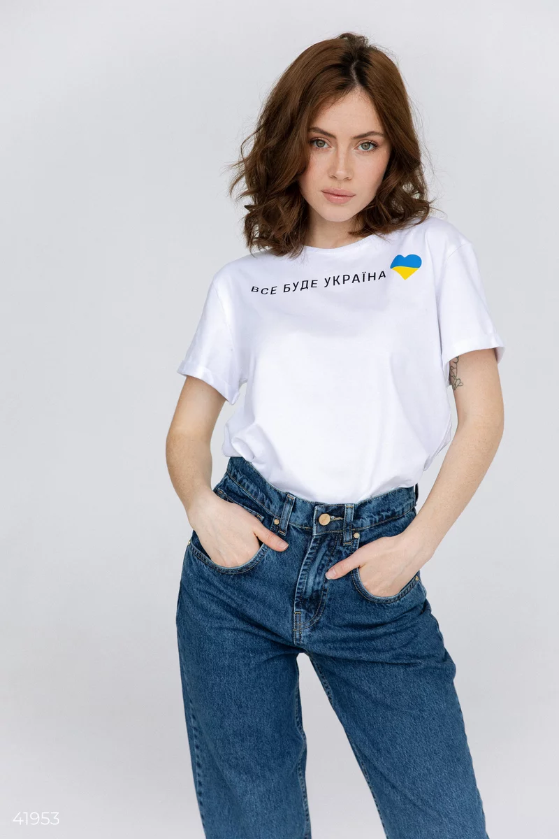 Белая футболка "Все буде Україна" фотография 1