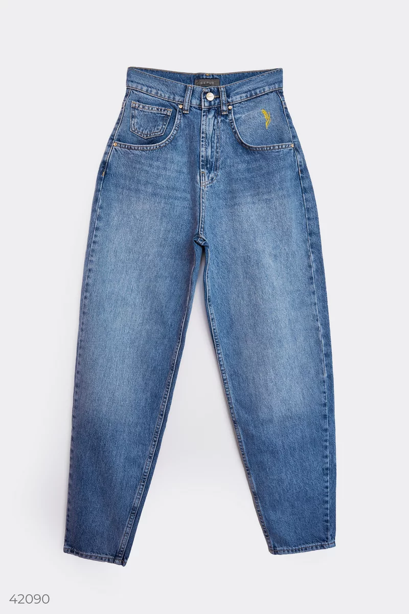 Стильні джинси із вишивкою "Колос" фотографія 1