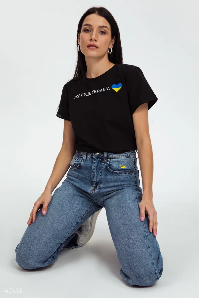 Чорна футболка "Все буде Україна" фотографія 1