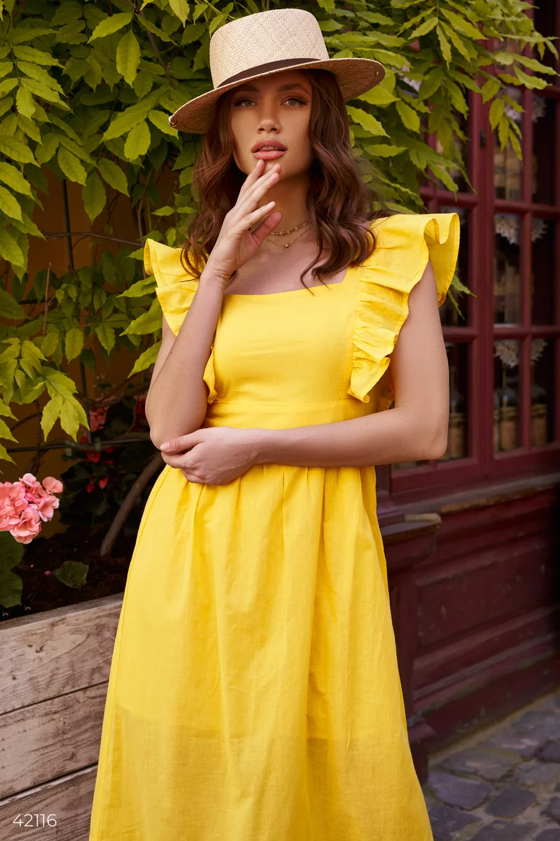 Yellow cotton dress photo 2