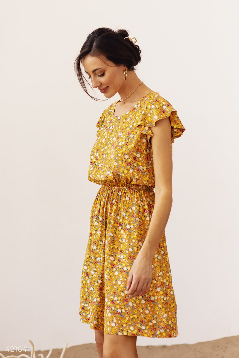 Акція на Квіткова сукня жовтого кольору від Gepur