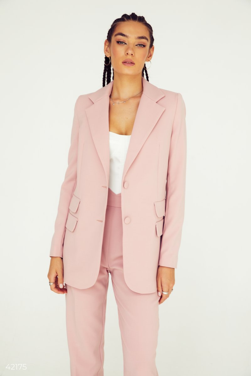 Однобортный пиджак в нежно-розовом оттенке