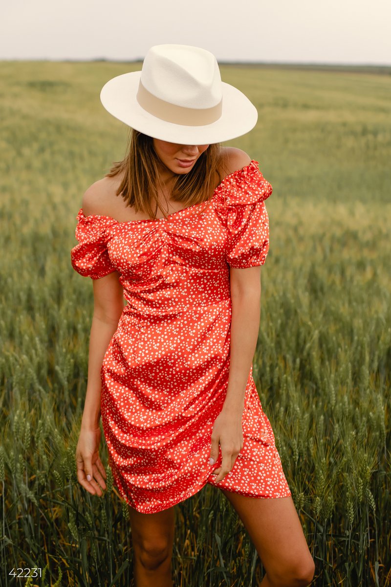 Яскрава сукня в горошок Червоний 42231