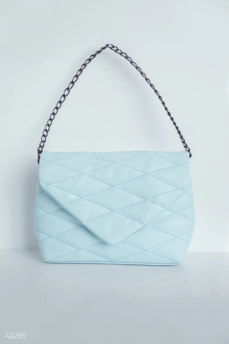 Blue quilted bag with a chain photo 3
