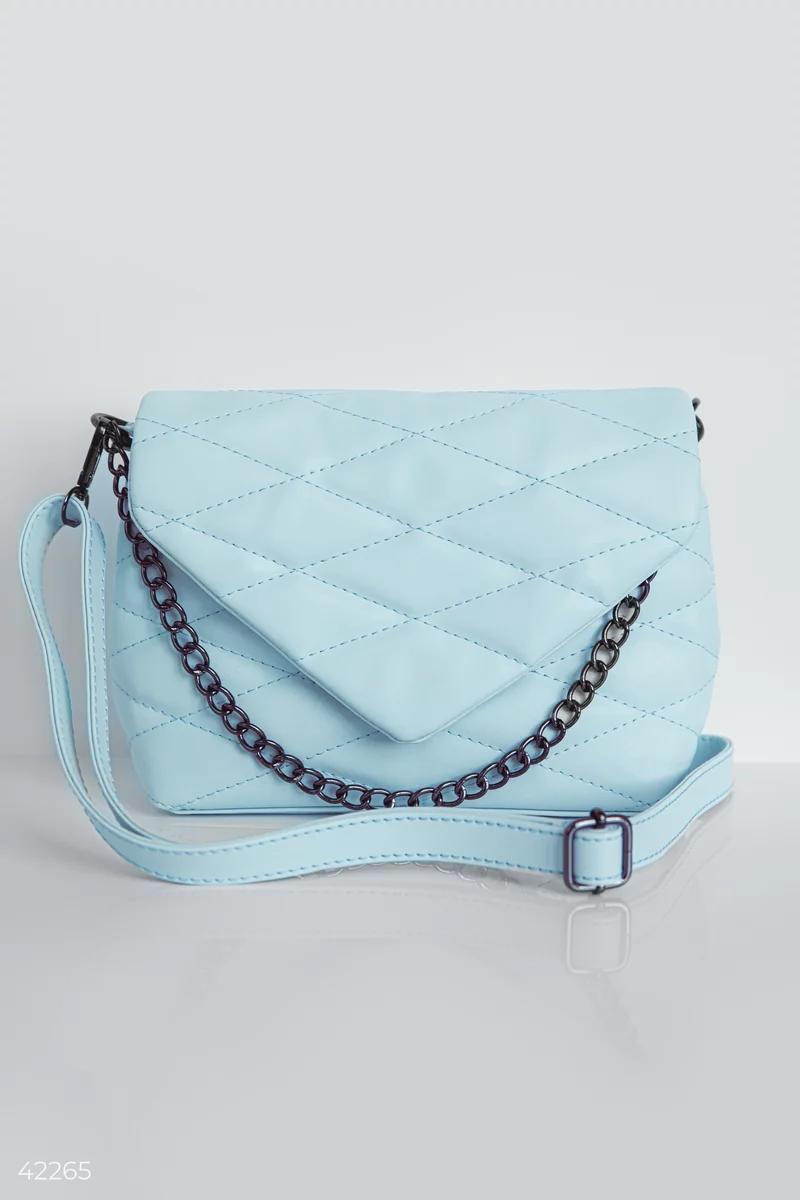 Blue quilted bag with a chain photo 5