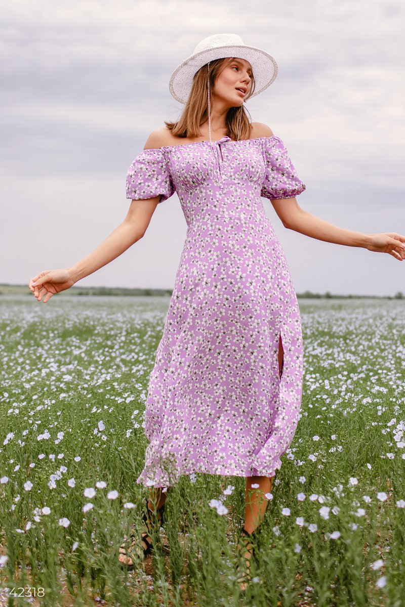 Трендова сукня в квіточку Фіолетовий 42318