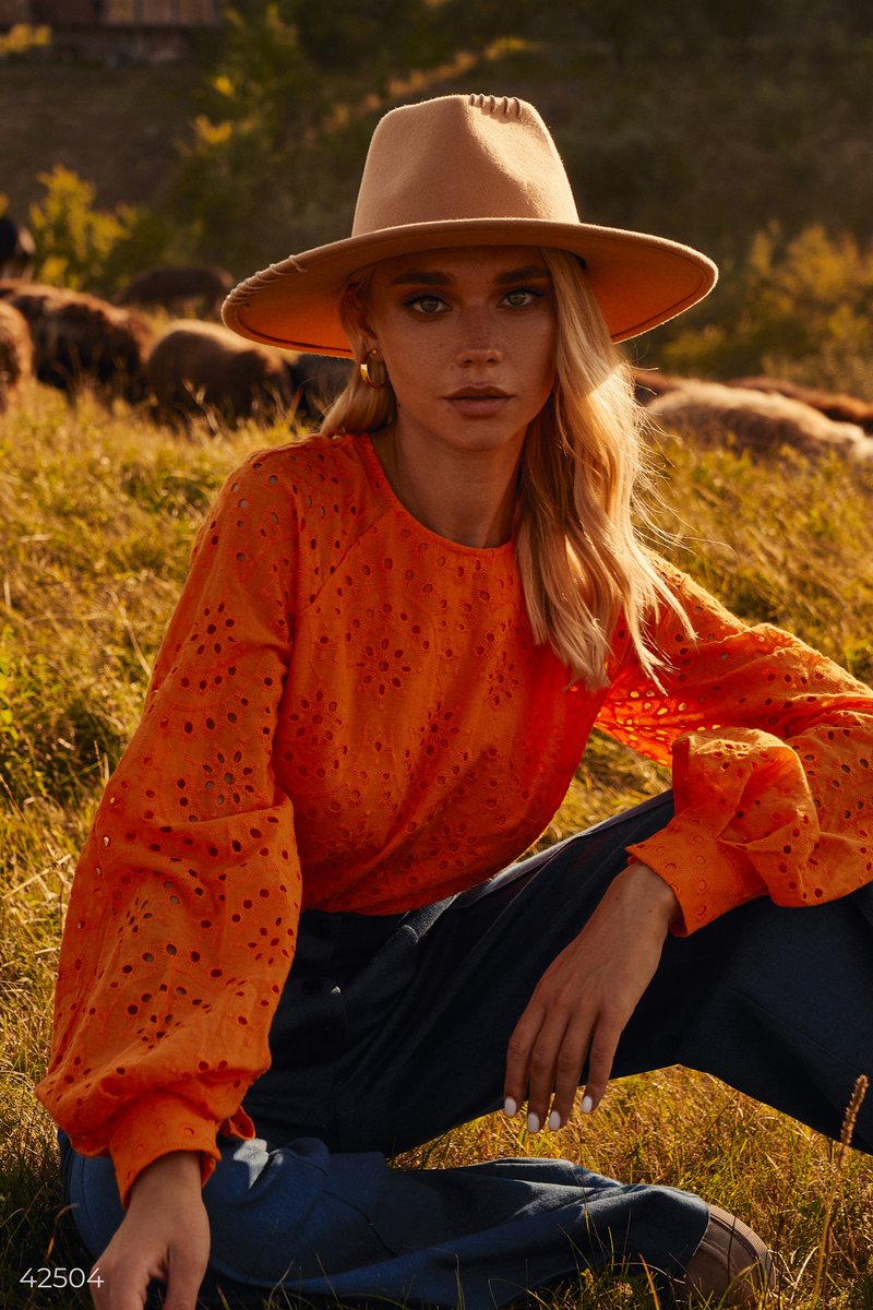 Orange stitched blouse