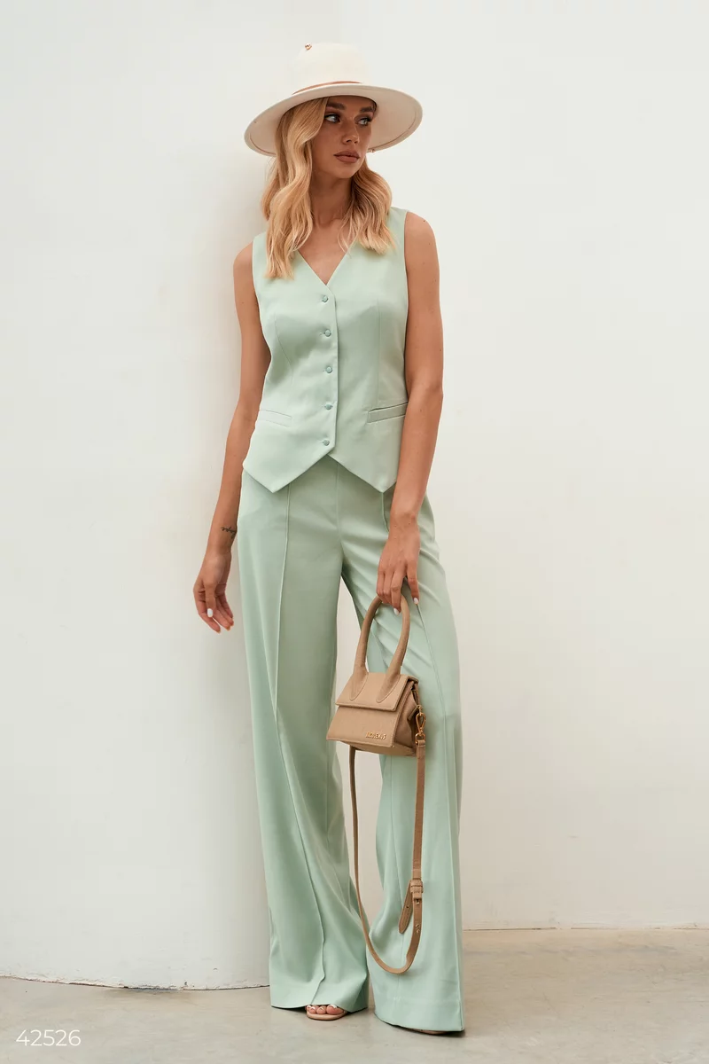 Suit with palazzo trousers and vest photo 1