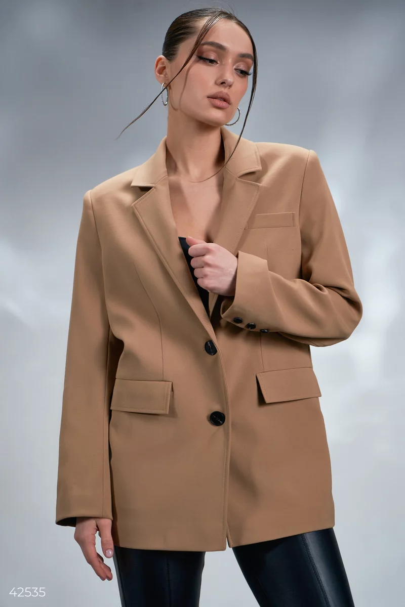 Jacket beige with drapery photo 3