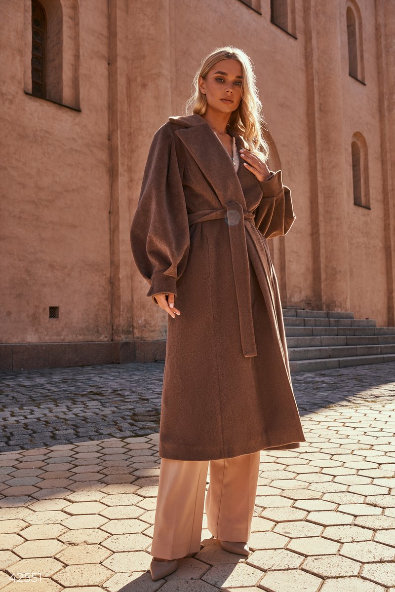 Robe coat with voluminous sleeves Brown 42551