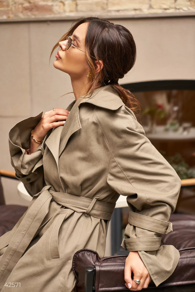 Green cotton trench coat photo 4