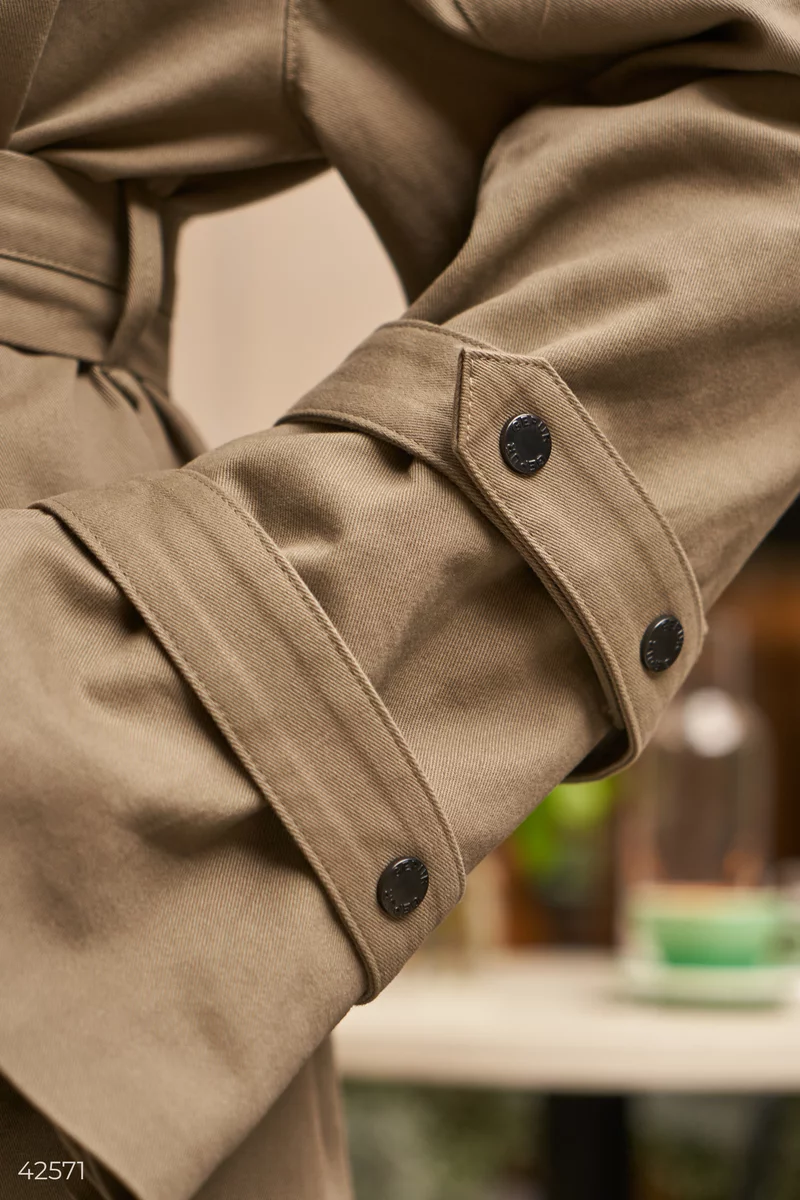 Green cotton trench coat photo 5
