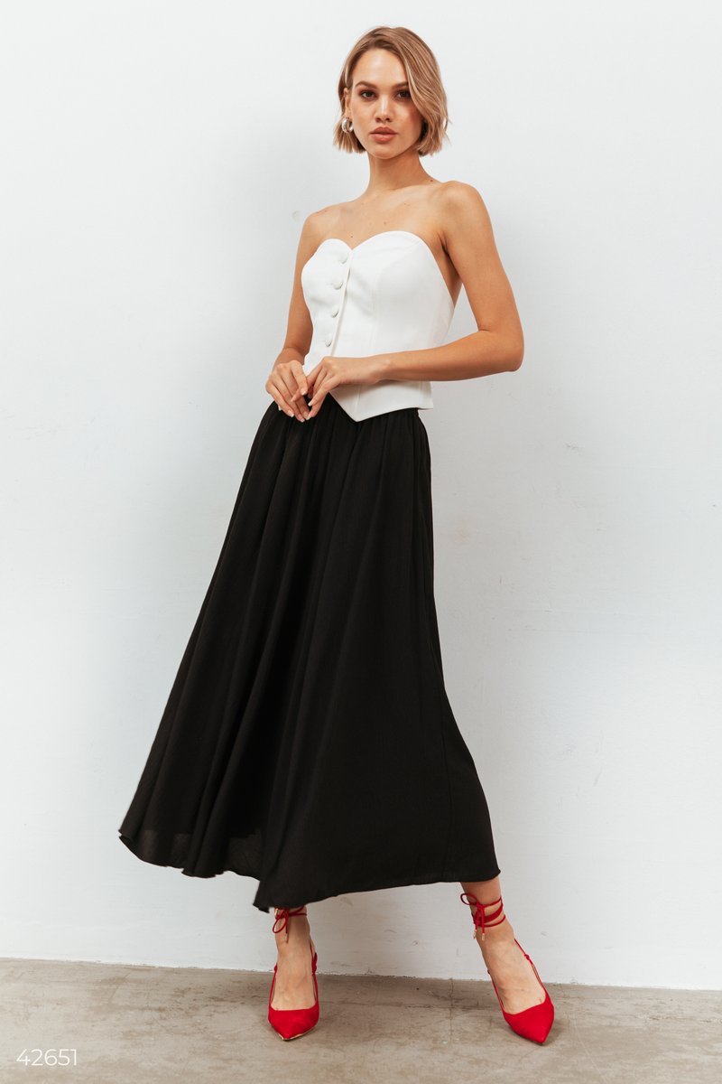 Легкая черная юбка-миди фотография 3