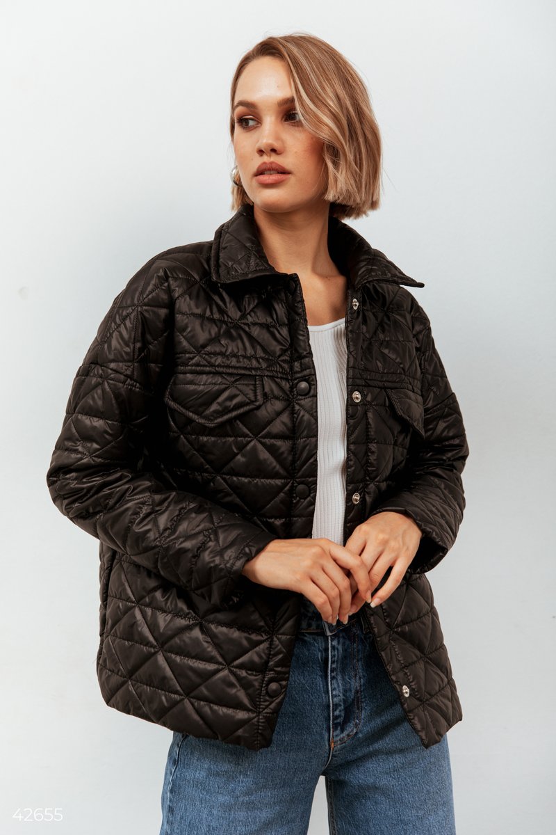 Black Quilted Waistband Jacket