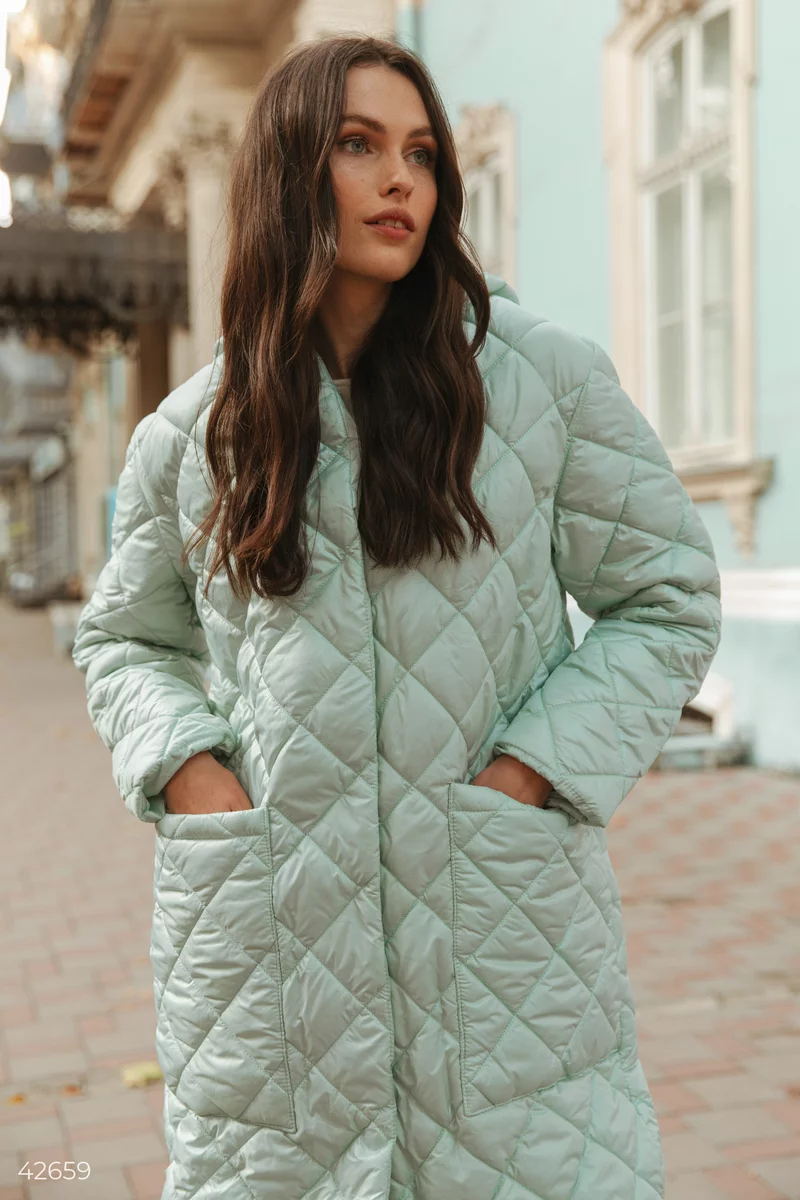 Mint quilted coat photo 1