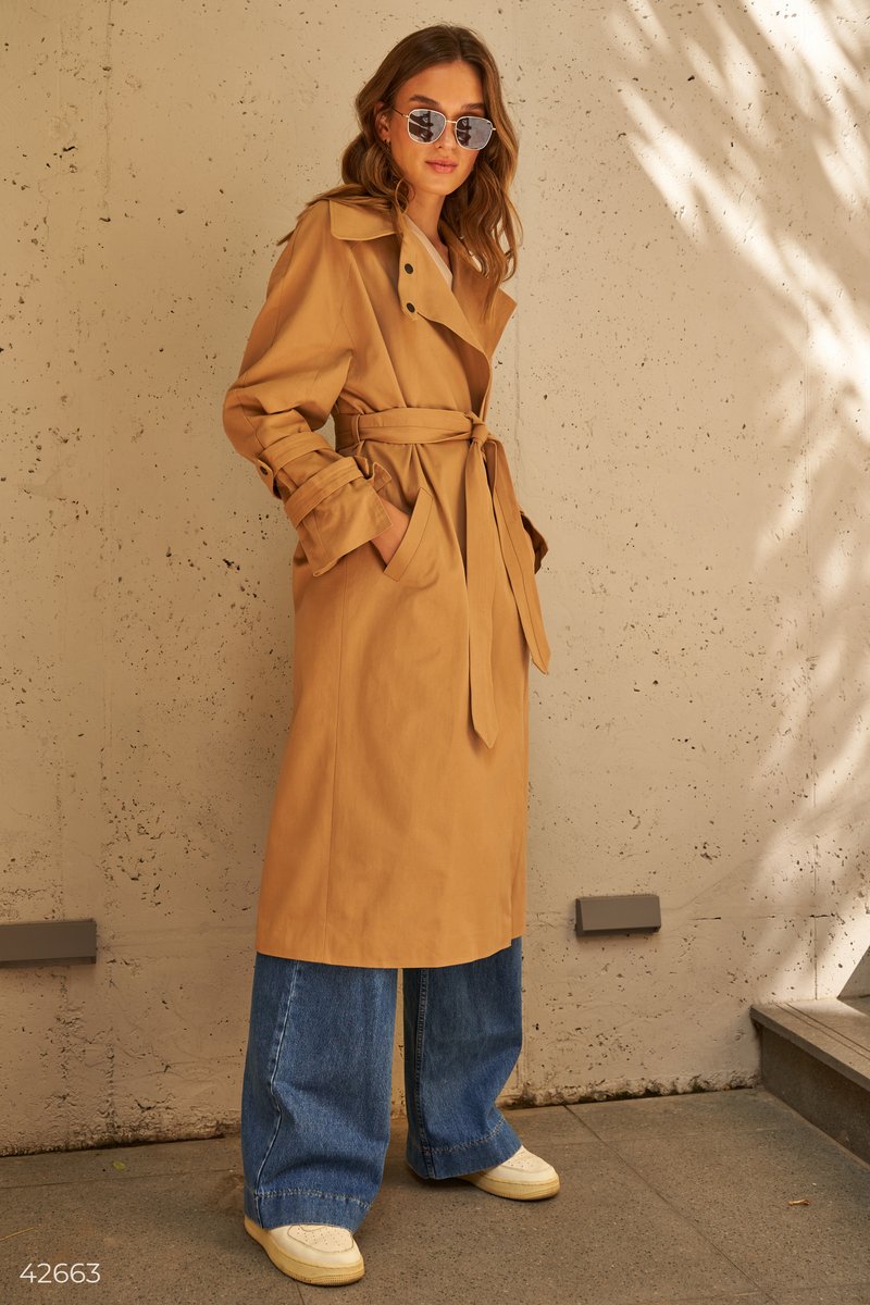 Oversized trench coat with belt