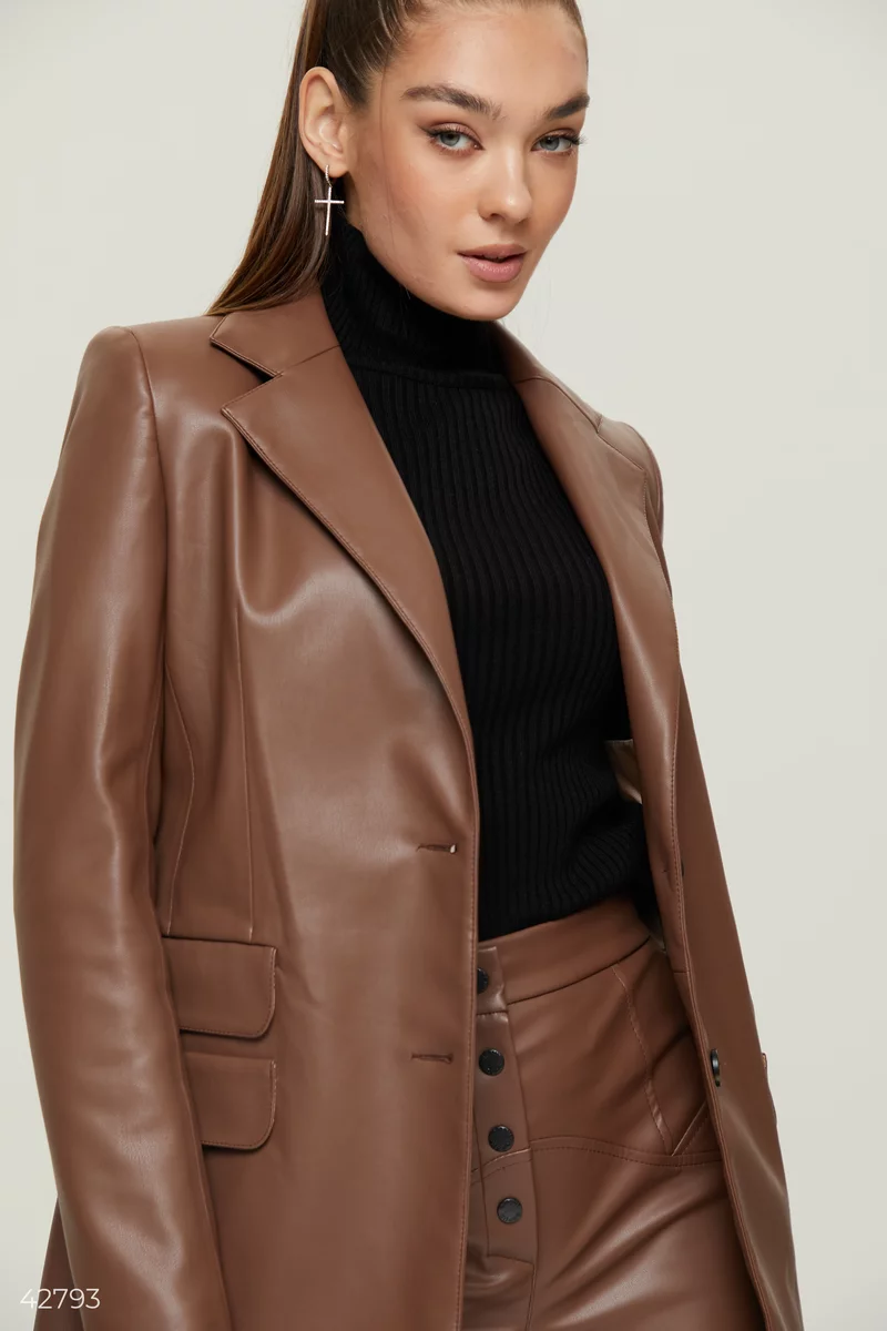 Brown eco-leather jacket (№ 42793) ♡ Gepur - women clothes