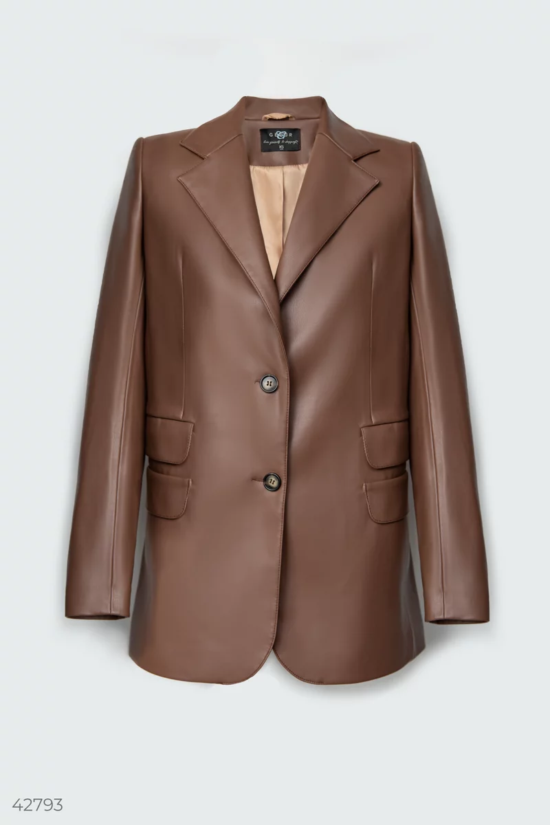 Brown eco-leather jacket (№ 42793) ♡ Gepur - women clothes