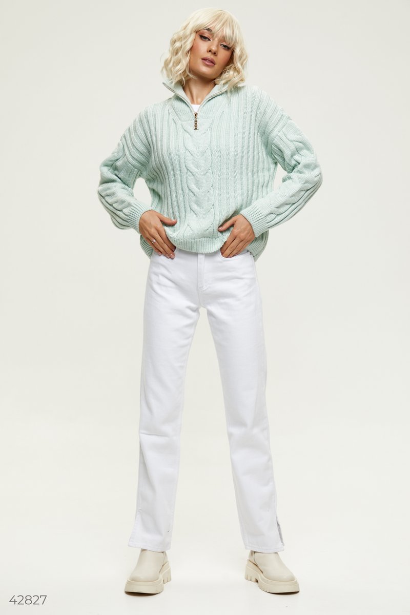 Mint sweater with collar