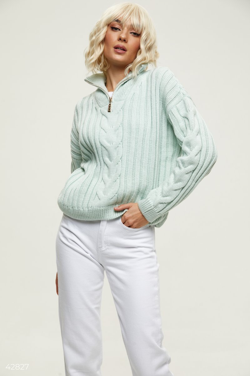 Mint sweater with collar