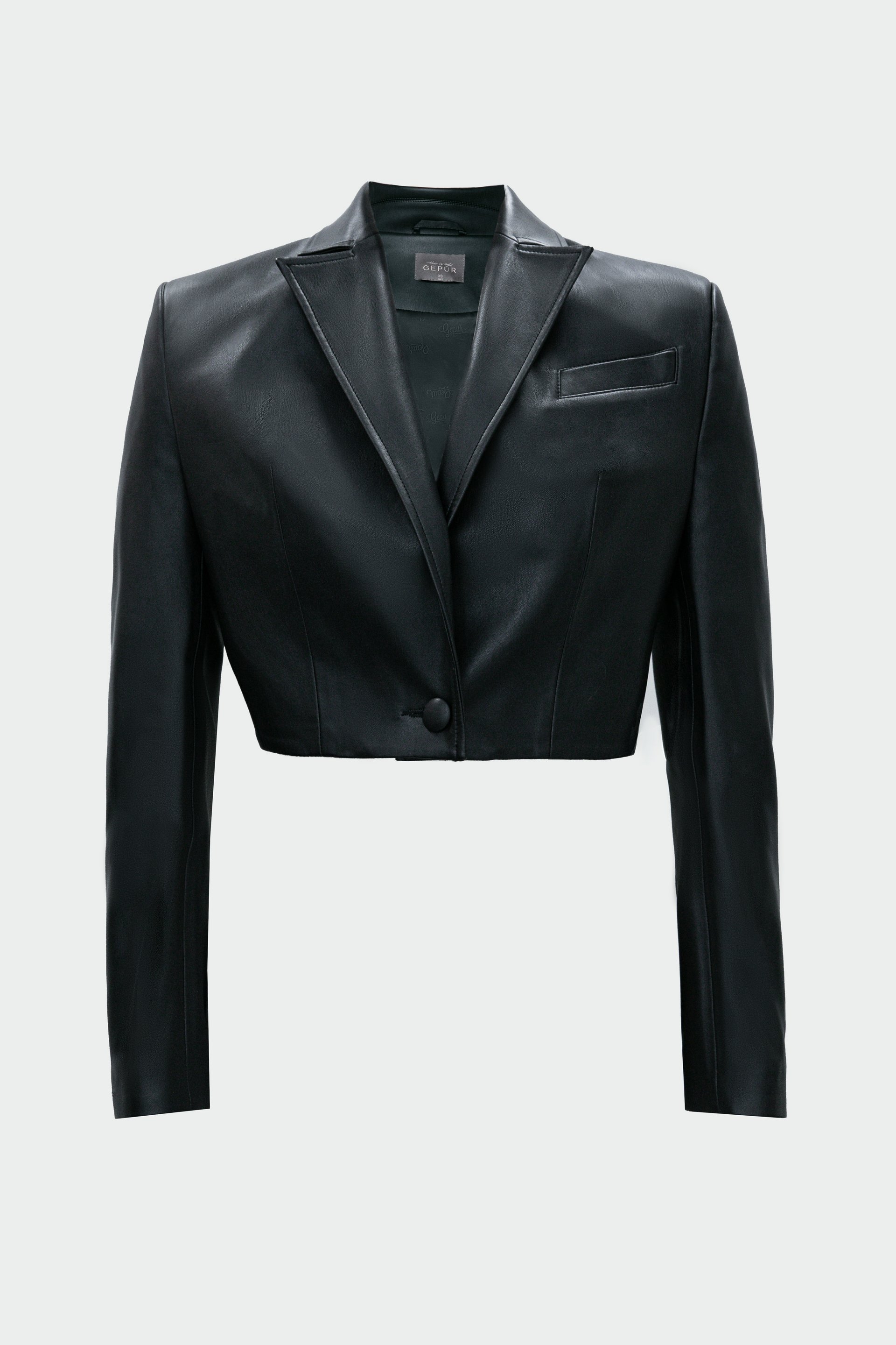 Cropped leather clearance blazer