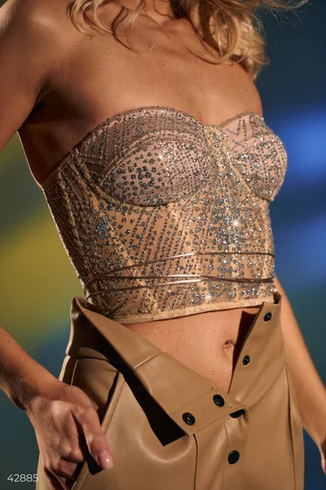 Corset-bustier with silver plating (№ 42885) ♡ Gepur