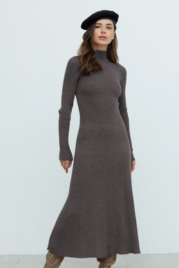 Brown knitted cotton dress photo 1