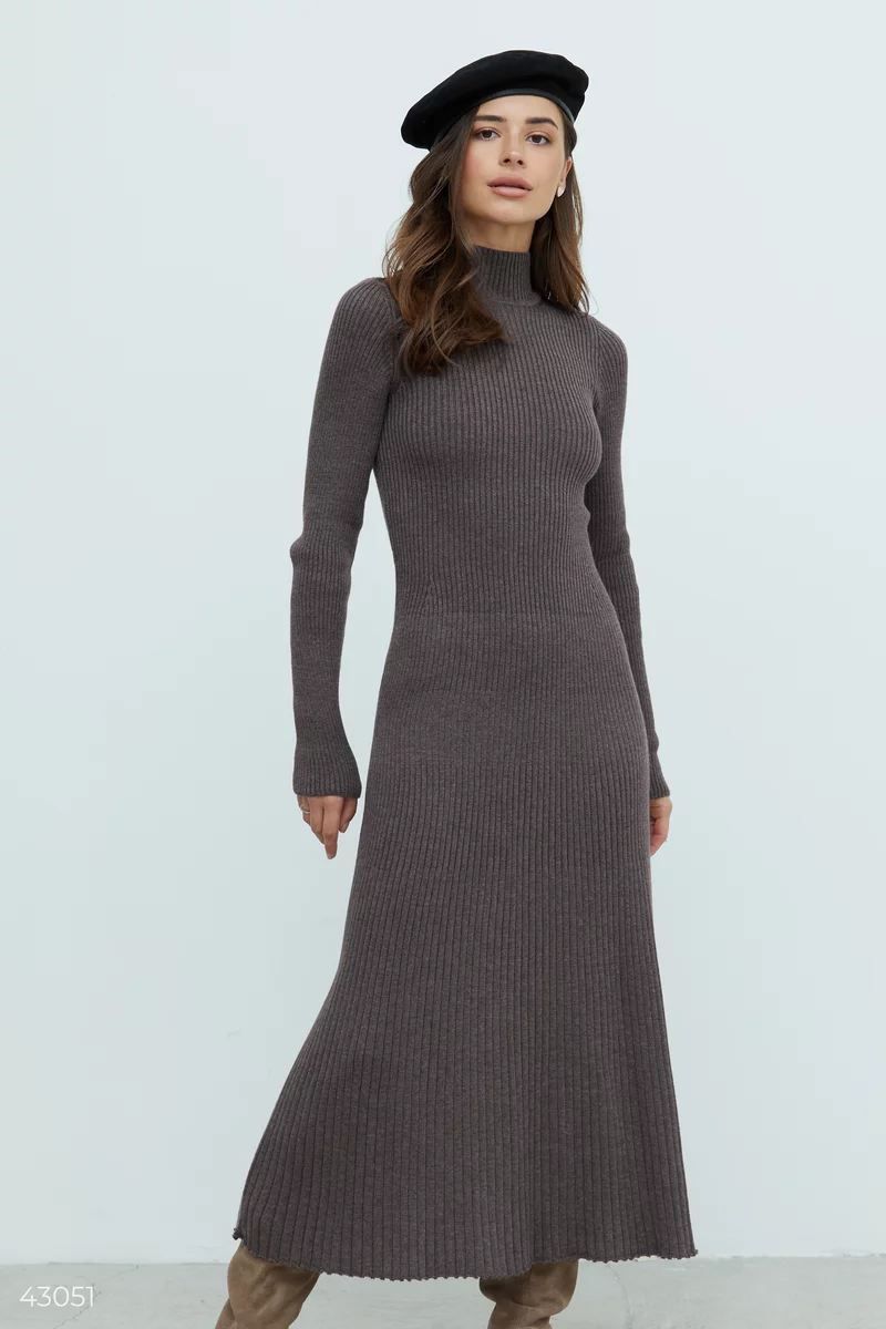 Brown knitted cotton dress photo 1