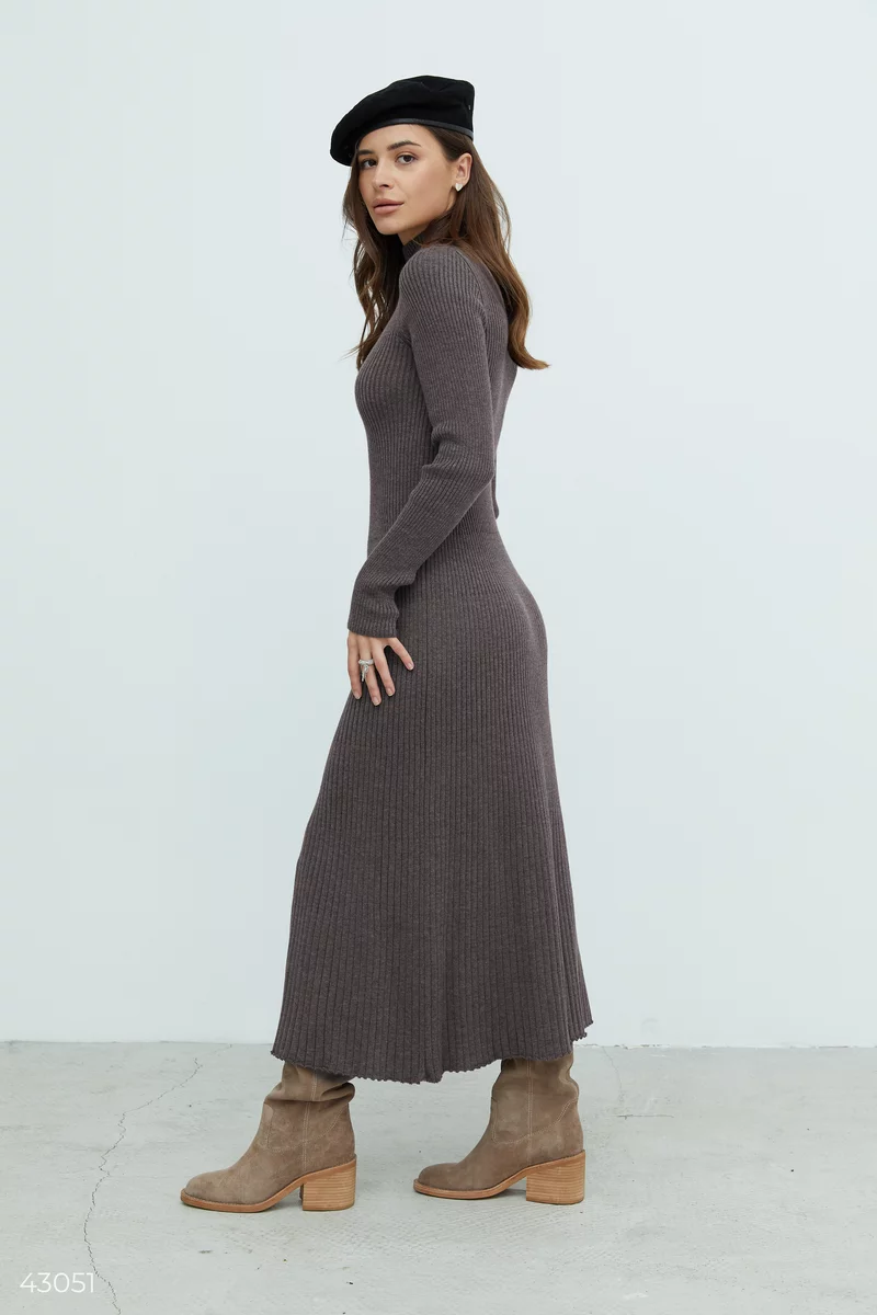 Brown knitted cotton dress photo 3