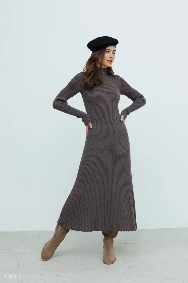 Brown knitted cotton dress photo 4
