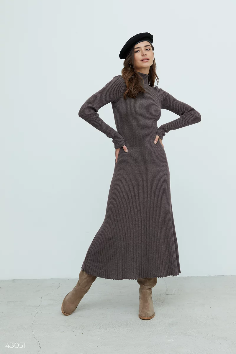 Brown knitted cotton dress photo 5