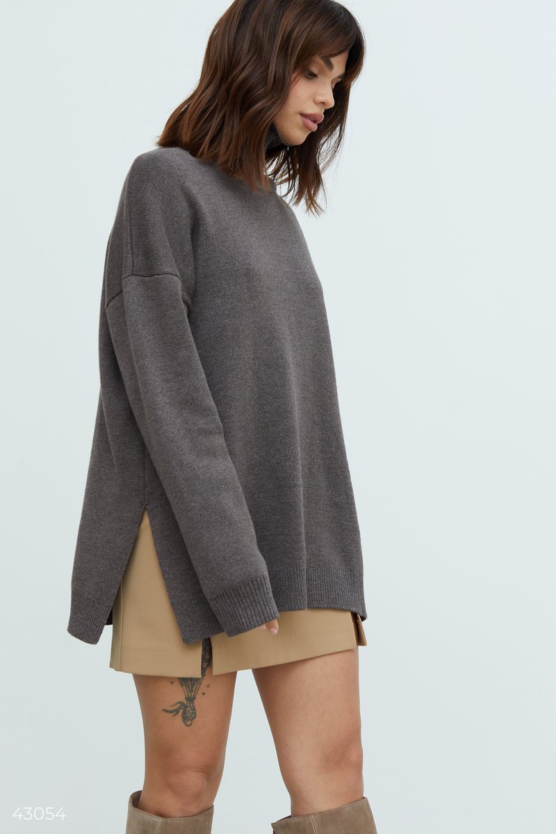 Brown sweater with slits