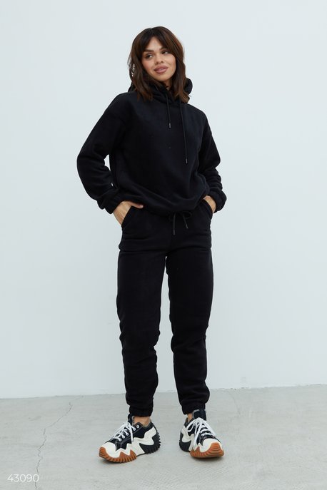 Black thermal bodysuit with fleece (№ 43110) ♡ Gepur - women clothes store